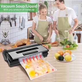 img 1 attached to 🔒 85Kpa Commercial Vacuum Sealer Machine for Liquid-Rich Food | Stainless Steel Sealer with Inflation Function, Bag Roll Storage & Cutter | Ideal for Home and Shop