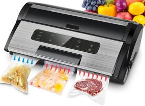 img 4 attached to 🔒 85Kpa Commercial Vacuum Sealer Machine for Liquid-Rich Food | Stainless Steel Sealer with Inflation Function, Bag Roll Storage & Cutter | Ideal for Home and Shop