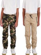 👖 tony hawk boys 2-pack twill jogger pants with zipper pockets, easy pull-on pants for kids logo