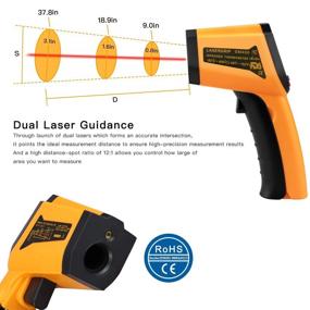 img 2 attached to 🌡️ Laser Infrared Thermometer: Non-Contact Digital Temperature Gun for Industrial, Kitchen Cooking, and Ovens, -50°C to 400°C (-58°F to 752°F) - Orange