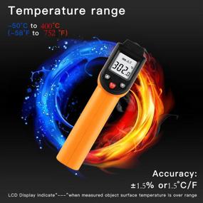 img 1 attached to 🌡️ Laser Infrared Thermometer: Non-Contact Digital Temperature Gun for Industrial, Kitchen Cooking, and Ovens, -50°C to 400°C (-58°F to 752°F) - Orange