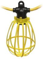🌟 illuminate your outdoor space with 100ft commercial contractor-grade plastic cage string lights: yellow color, 10 sockets logo