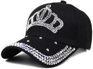 women's adjustable sparkling rhinestone crown denim baseball cap hip hop hat sun cap with bling logo