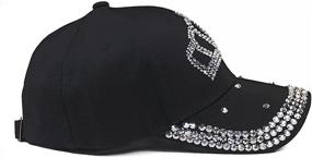 img 1 attached to Women's Adjustable Sparkling Rhinestone Crown Denim Baseball Cap Hip Hop Hat Sun Cap with Bling