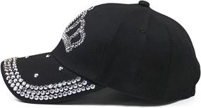 img 2 attached to Women's Adjustable Sparkling Rhinestone Crown Denim Baseball Cap Hip Hop Hat Sun Cap with Bling