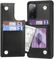 💼 restoo samsung galaxy s20 fe wallet case with card holder - pu leather back flip cover, 4 card slots - compatible with samsung galaxy s20 fe 5g 2020, black logo