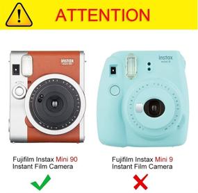 img 3 attached to Fintie Premium Vegan Leather Case for Fujifilm Instax 📷 Mini 90 Neo Classic Camera - Vintage Brown with Removable Strap