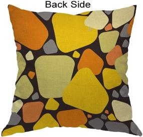 img 3 attached to Moslion Geometric Cube Pillow Cover - Colorful Mustard Stone Design - 18x18 🟡 inch Cotton Linen Square Cushion Decorative Case for Sofa Bed - Yellow Orange Black