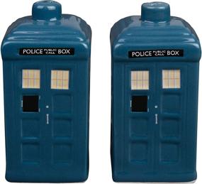 img 3 attached to 🚀 TARDIS Salt and Pepper Shaker Set - Ceramic Doctor Who Design