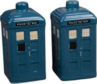 🚀 tardis salt and pepper shaker set - ceramic doctor who design logo