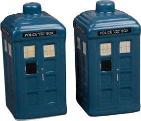 img 4 attached to 🚀 TARDIS Salt and Pepper Shaker Set - Ceramic Doctor Who Design