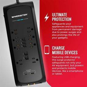img 1 attached to 💪 High-Performance Monster Power Strip Surge Protector with USB Ports - Advanced Protection for 8 Plug-ins and 2 USB Devices - Ideal for Computers, Home Theatre, Home Appliances, and Office Equipment - 6 FT, 8-Outlet with USB
