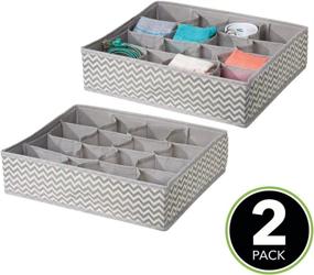 img 3 attached to 🗂️ mDesign Soft Fabric Dresser Drawer and Closet Storage Organizer Tray - 16 Sections for Lingerie, Bras, Socks, Leggings, Underwear, Jewelry, Scarves - Chevron Zig-Zag Print, 2 Pack - Taupe/Natural: Organize Your Clothing and Accessories in Style