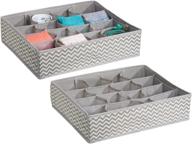 🗂️ mdesign soft fabric dresser drawer and closet storage organizer tray - 16 sections for lingerie, bras, socks, leggings, underwear, jewelry, scarves - chevron zig-zag print, 2 pack - taupe/natural: organize your clothing and accessories in style логотип