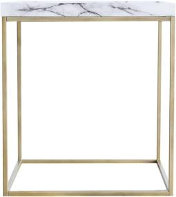 img 1 attached to 🌟 Elegantly Designed Tilly Lin Modern Accent Faux Marble Top End Table: Enhancing Living and Bed Room Décor with Gold Legs, Black Metal Frame, and Carrara Finish