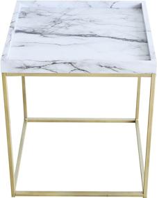 img 3 attached to 🌟 Elegantly Designed Tilly Lin Modern Accent Faux Marble Top End Table: Enhancing Living and Bed Room Décor with Gold Legs, Black Metal Frame, and Carrara Finish