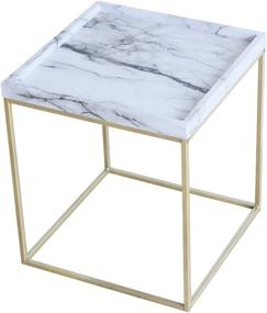 img 4 attached to 🌟 Elegantly Designed Tilly Lin Modern Accent Faux Marble Top End Table: Enhancing Living and Bed Room Décor with Gold Legs, Black Metal Frame, and Carrara Finish