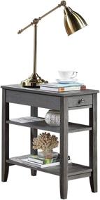 img 2 attached to Convenience Concepts American Heritage Chairside End Table with Shelves - 1 Drawer, Dark Gray Wirebrush Finish