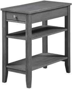 img 3 attached to Convenience Concepts American Heritage Chairside End Table with Shelves - 1 Drawer, Dark Gray Wirebrush Finish