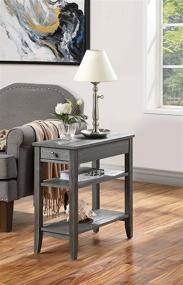 img 1 attached to Convenience Concepts American Heritage Chairside End Table with Shelves - 1 Drawer, Dark Gray Wirebrush Finish