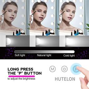 img 2 attached to 💄 Hutelon Large Hollywood Lighted Makeup Mirror with 15 Dimmable LED Bulbs - Vanity Mirror with Lights, 3 Color Modes, Touch Control for Dressing Room, Bedroom, Tabletop or Wall-Mounted - Perfect for Makeup Enthusiasts