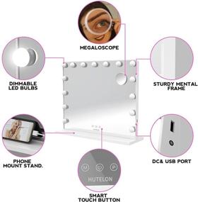 img 1 attached to 💄 Hutelon Large Hollywood Lighted Makeup Mirror with 15 Dimmable LED Bulbs - Vanity Mirror with Lights, 3 Color Modes, Touch Control for Dressing Room, Bedroom, Tabletop or Wall-Mounted - Perfect for Makeup Enthusiasts