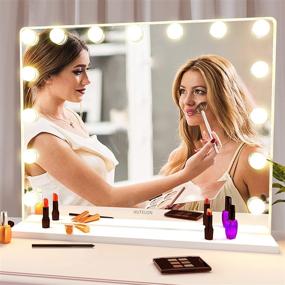 img 4 attached to 💄 Hutelon Large Hollywood Lighted Makeup Mirror with 15 Dimmable LED Bulbs - Vanity Mirror with Lights, 3 Color Modes, Touch Control for Dressing Room, Bedroom, Tabletop or Wall-Mounted - Perfect for Makeup Enthusiasts