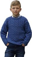 cozy and stylish: aran crafts kid's irish cable knitted crew neck sweater in 100% merino wool logo