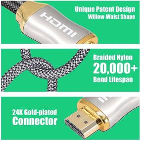 img 1 attached to 💎 Premium 10ft HDMI to HDMI Cable - MyMAX 8K HDMI 2.1 Cord, 48Gbps, Nylon Braided, Gold Connector, Supports 4K@120Hz 8K@60Hz, eARC HDR HDCP 2.2 & 2.3; Compatible with HDTV, Monitor, Xbox