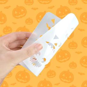 img 2 attached to 🎃 28-Piece Koogel Halloween Stencils Set | 5 Inch Templates for Pumpkins, Cards, Crafts, Art, Drawing, Painting, Spraying | Plastic Stencils for Windows, Glass, Wood, Airbrushing, Walls