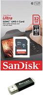 💾 sandisk 32gb sd sdhc flash memory card for nintendo 3ds n3ds ds dsi & wii media kit, nikon slr coolpix camera, kodak easyshare, canon powershot, canon eos, including bonus sd/tf usb card reader logo