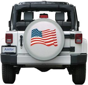 img 2 attached to 🚗 Amfor Spare Tire Cover - Universal Fit for Jeep, Trailer, RV, SUV, Truck & More (26"- 27") - National Flag Design - Weatherproof Tire Protectors