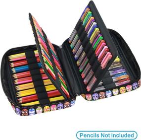 img 2 attached to 🖍️ YOUSHARES Colored Pencil Case 166 Slots – Organizer with Zipper & Handy Wrap for Prismacolor Colored Pencils & Gel Pen - Mask Design