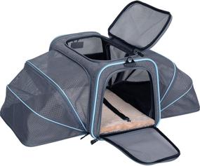 img 4 attached to 🐱 Petsfit Expandable Cat Carrier & Dog Carrier - Airline Approved Soft-Sided Portable Pet Travel Carrier for Kittens, Puppies - Removable Plush Mat, Pockets & Safety Locking Zippers - Machine Washable