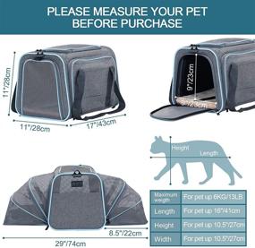 img 2 attached to 🐱 Petsfit Expandable Cat Carrier & Dog Carrier - Airline Approved Soft-Sided Portable Pet Travel Carrier for Kittens, Puppies - Removable Plush Mat, Pockets & Safety Locking Zippers - Machine Washable