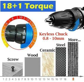 img 1 attached to Мощный 21V беспроводной дрель-шуруповерт с быстрозажимным патроном, магнитом и функцией перфоратора – 2 переменные скорости для точного контроля и 18+1 вариант крутящего момента до 45Нм - в комплекте 1.5Ач Li-Ion аккумулятор, быстрая зарядка, 29 насадок для дрели-шуруповерта и удобный чехол для хранения.