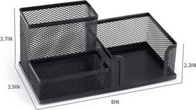 img 3 attached to Ludato 2-Piece Mesh Pen Holder Desk Organizers with 3 Compartments - Black Mesh Pencil Holder for Desk - Ideal Desk Gifts for Husband