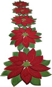 img 3 attached to Embroidered Christmas Applique Poinsettia Decorations