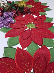 img 1 attached to Embroidered Christmas Applique Poinsettia Decorations