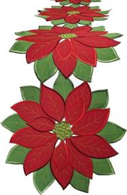 img 4 attached to Embroidered Christmas Applique Poinsettia Decorations