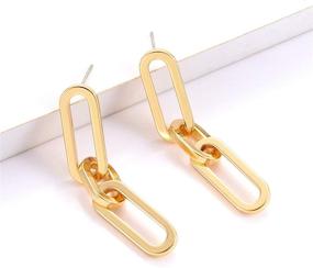 img 1 attached to 🎁 ISALOE Chunky Paperclip Link Chain Drop Earrings: Elegant Statement Jewelry for Women & Girls, Ideal Birthday Party Gifts