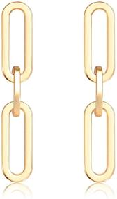 img 4 attached to 🎁 ISALOE Chunky Paperclip Link Chain Drop Earrings: Elegant Statement Jewelry for Women & Girls, Ideal Birthday Party Gifts