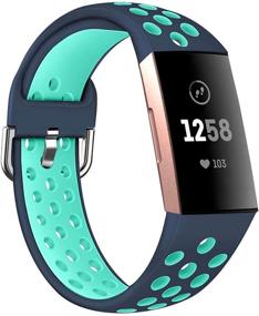 img 3 attached to 🏋️ Совместимые спортивные браслеты для Fitbit Charge 3/4/3 SE, Запасные браслеты для женщин и мужчин - размеры Small/Large, мягкие, водонепроницаемые, дышащие ремешки для часов