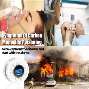 img 2 attached to 🔥 Superior Smoke and Carbon Monoxide Detector Combo: Sound Warning & Number Display, Battery Powered