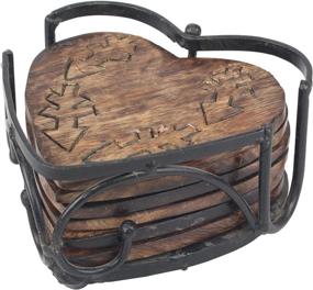 img 4 attached to Stonebriar SB 5928A Rustic Wooden Coasters for Farmhouse Décor - Enhance Your Tabletop Protection