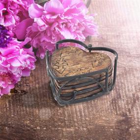 img 1 attached to Stonebriar SB 5928A Rustic Wooden Coasters for Farmhouse Décor - Enhance Your Tabletop Protection