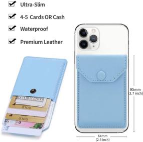 img 1 attached to YUNCE Stick On Cell Phone Wallet - Self Adhesive Leather Card Holder for Most Cell Phones & Cases - Pocket Wallet for Men and Women - RFID Blocking Sleeve Covers [Light Blue]