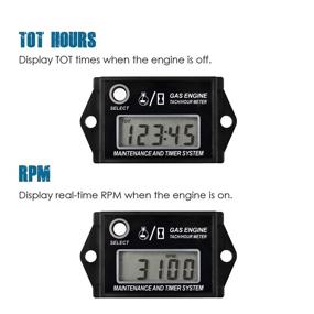 img 3 attached to 🔋 Runleader Digital Hour Meter Tachometer with Maintenance Reminder, Max RPM Recall – Ideal for ZTR Lawn Mower, Tractor, Generator, Marine Outboard, ATV, Jetski, Motorcycles, Snowmobiles, and Gas-Powered Equipment