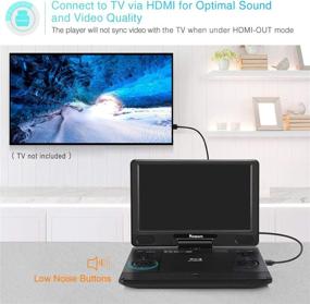 img 2 attached to NAVISKAUTO Портативный Blu Ray DVD-плеер с диагональю 12 дюймов, выходом HDMI, аккумулятором с возможностью зарядки, USB/SD, поддержкой формата MP4 1080P, звуком Dolby и синхронизацией экрана.