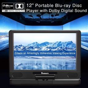img 1 attached to NAVISKAUTO Портативный Blu Ray DVD-плеер с диагональю 12 дюймов, выходом HDMI, аккумулятором с возможностью зарядки, USB/SD, поддержкой формата MP4 1080P, звуком Dolby и синхронизацией экрана.